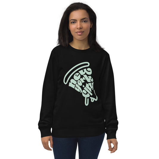 New York City Pizza Slice Unisex Crewneck Sweatshirt Black Adult Woman. City Crawl Adventures.