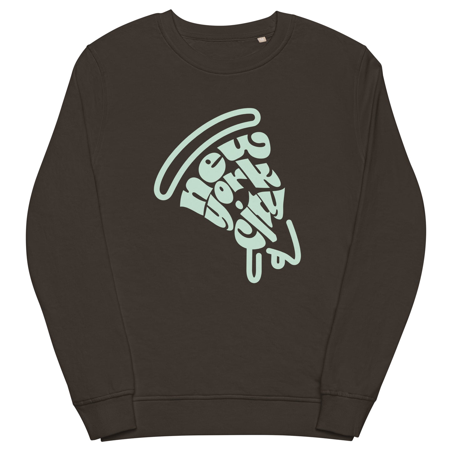 New York City Pizza Slice Unisex Crewneck Sweatshirt Charcoal flat lay. City Crawl Adventures.