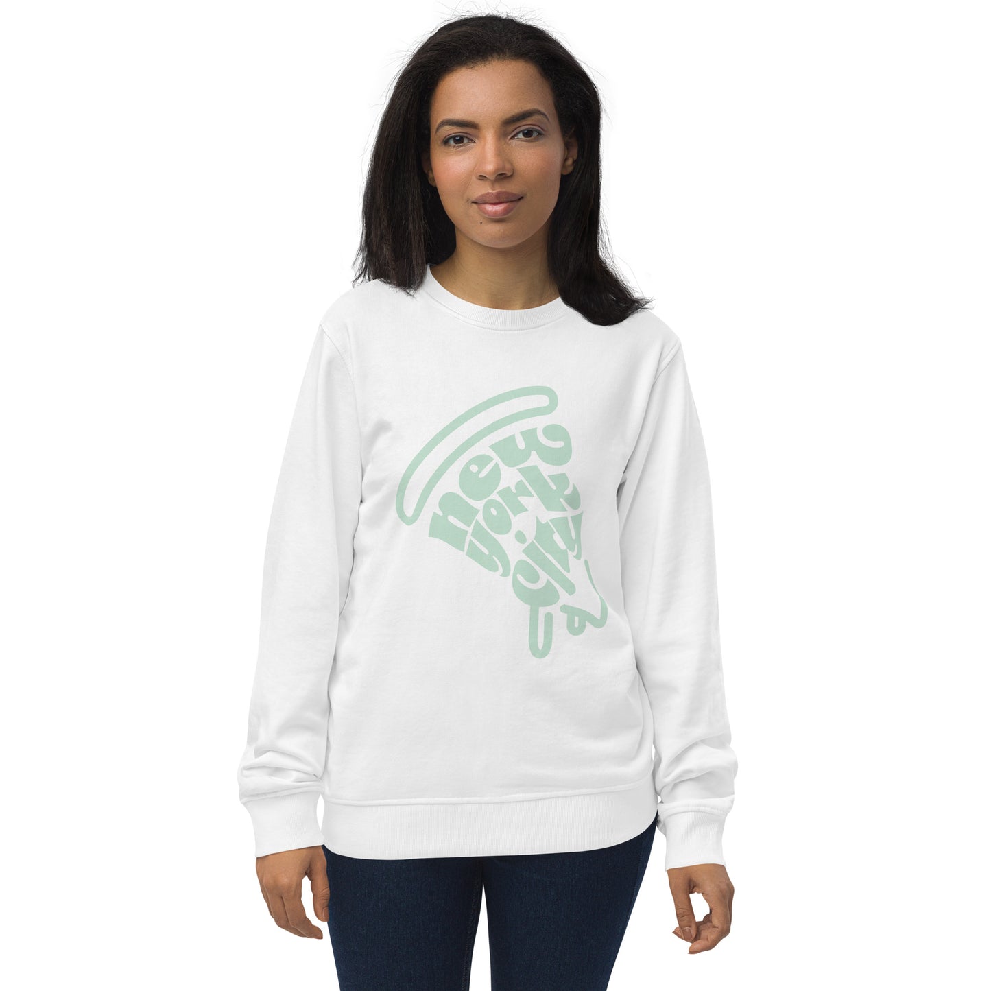 New York City Pizza Slice Unisex Crewneck Sweatshirt White Adult Woman. City Crawl Adventures.