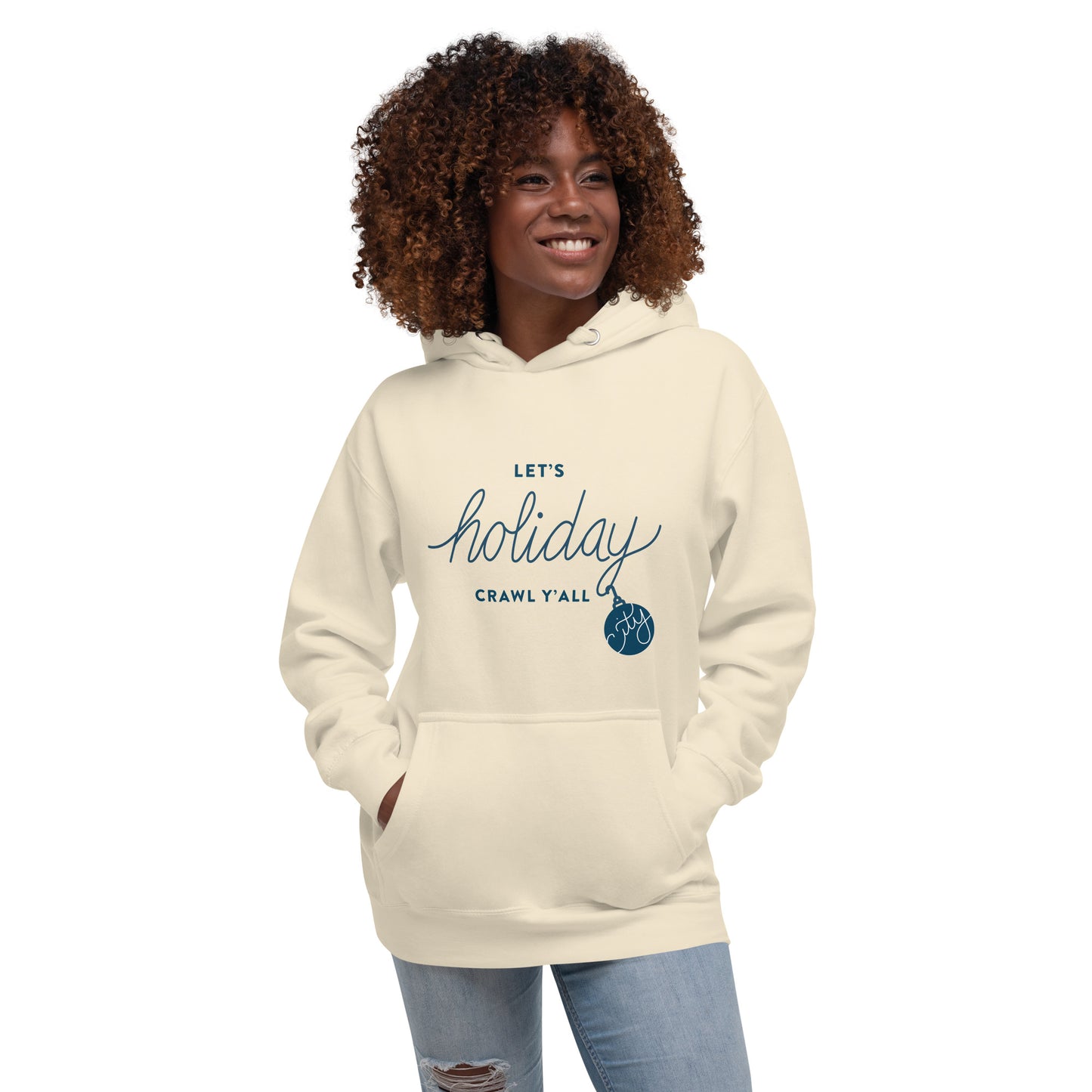 Let's Holiday Crawl Y'all Unisex Bone Hoodie Adult Woman. City Crawl Adventures.