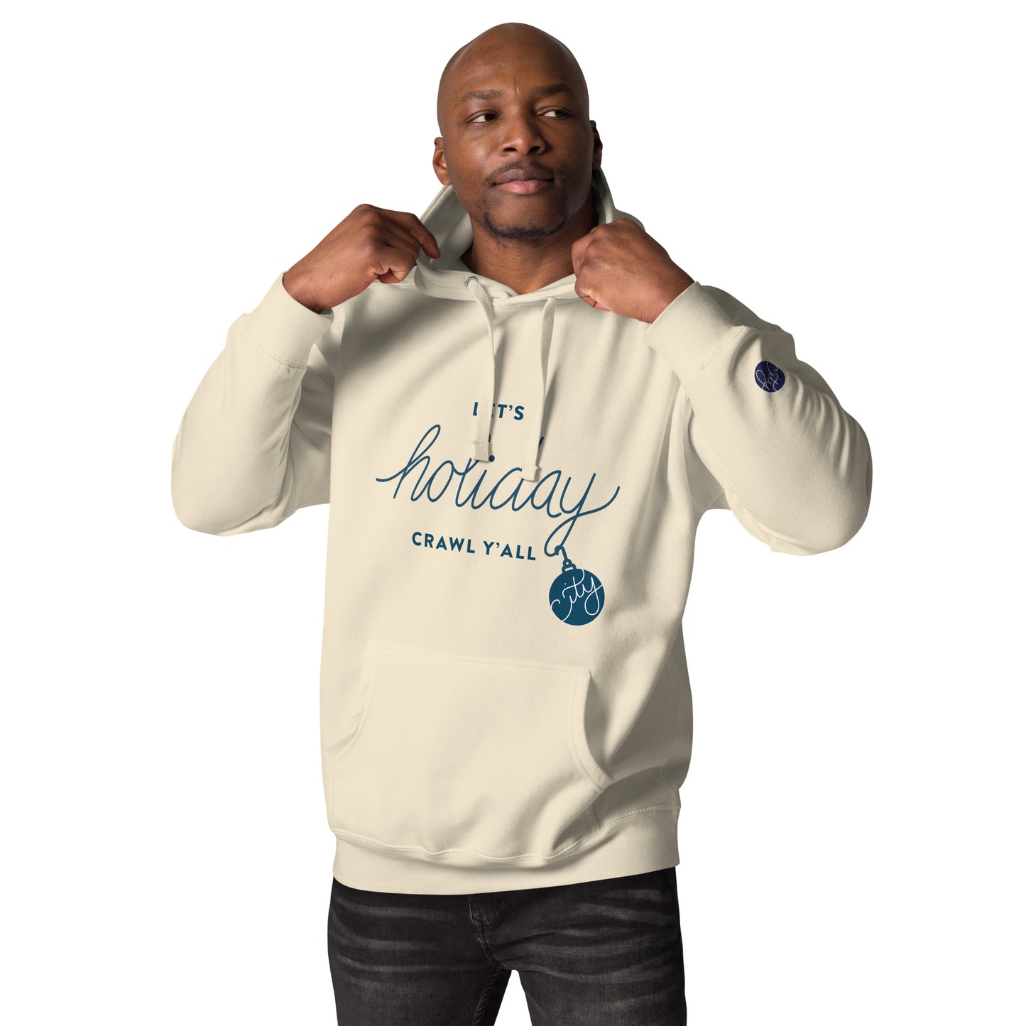 Let's Holiday Crawl Y'all Unisex Bone Hoodie Adult Male. City Crawl Adventures.