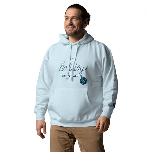 Let's Holiday Crawl Y'all Unisex Hoodie Sky Blue Adult Male. City Crawl Adventures.