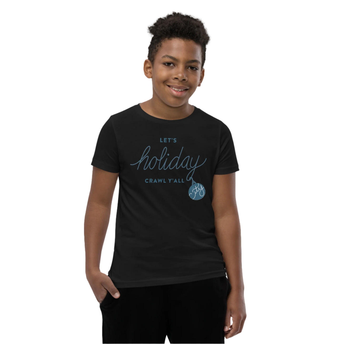 Let's holiday crawl y'all Black Unisex kids tshirt - boys. City Crawl Adventures.