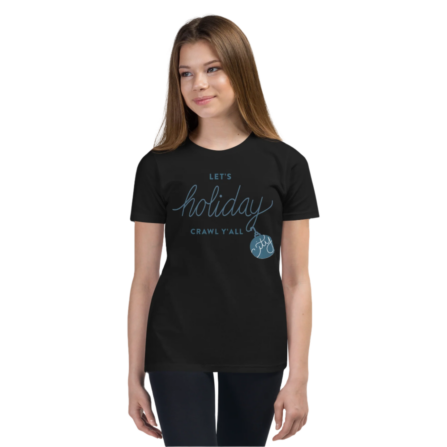 Let's holiday crawl y'all Black Unisex kids tshirt - girls. City Crawl Adventures.