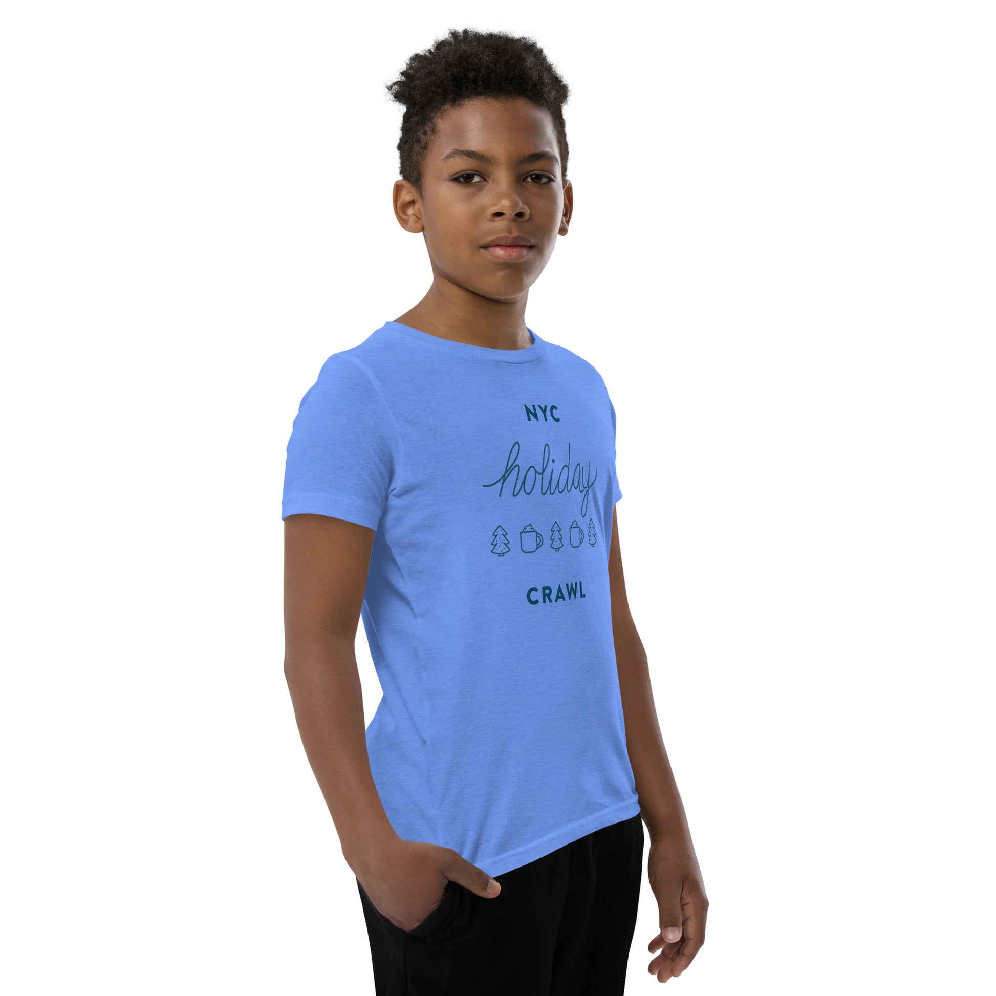 NYC holiday crawl Blue Unisex kids tshirt - boys. City Crawl Adventures.