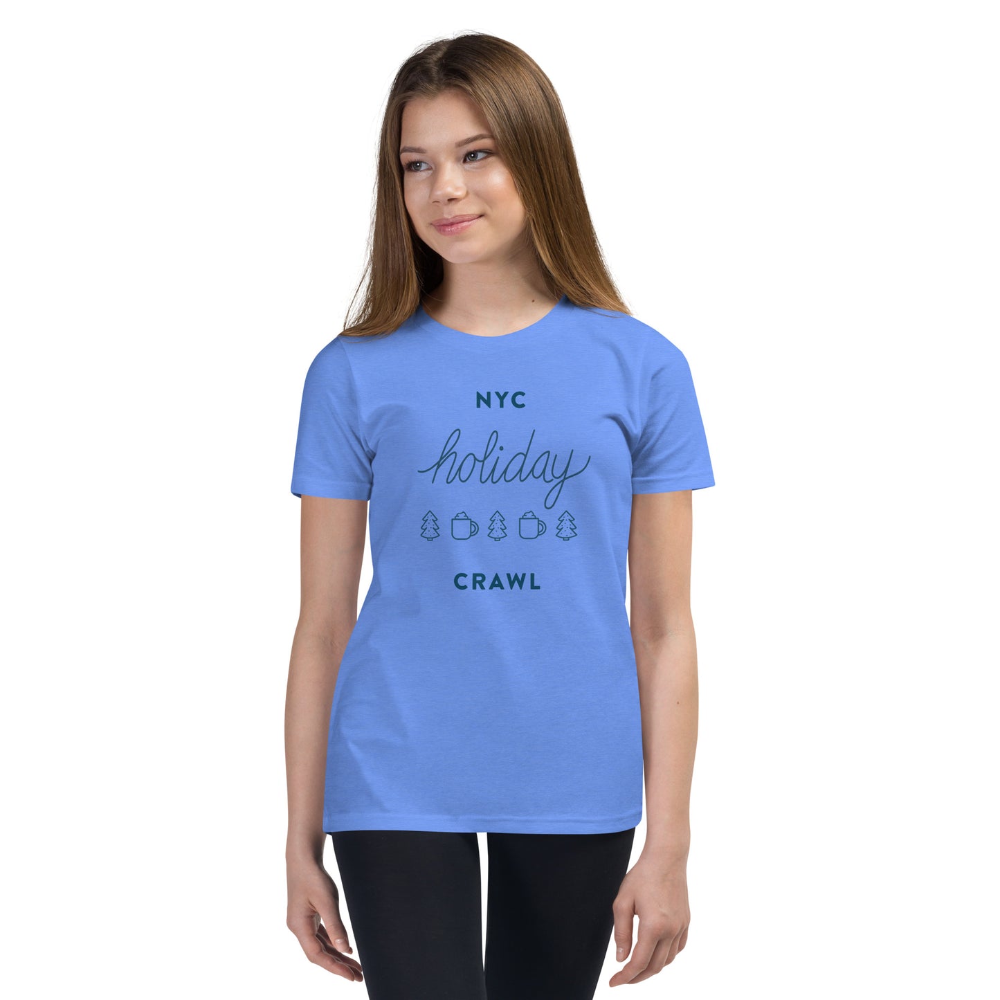 NYC holiday crawl Blue Unisex kids tshirt - girls. City Crawl Adventures.