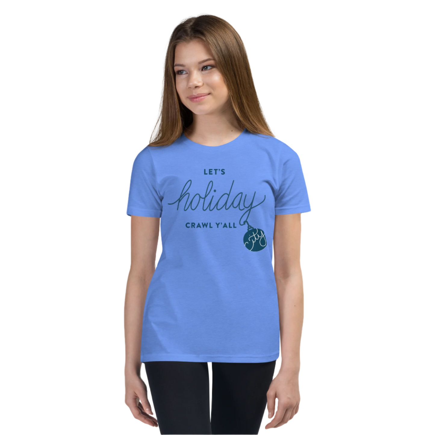 Let's holiday crawl y'all Blue Unisex kids tshirt - girls. City Crawl Adventures.