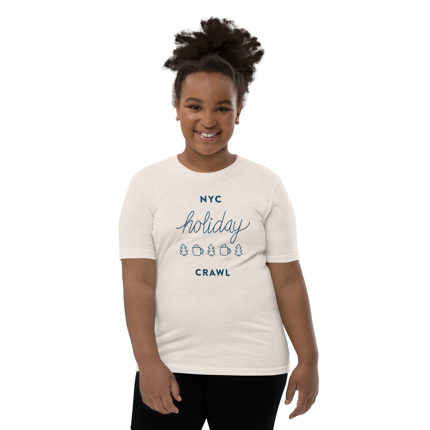 NYC holiday crawl Heather Dust Unisex kids tshirt - girls. City Crawl Adventures.