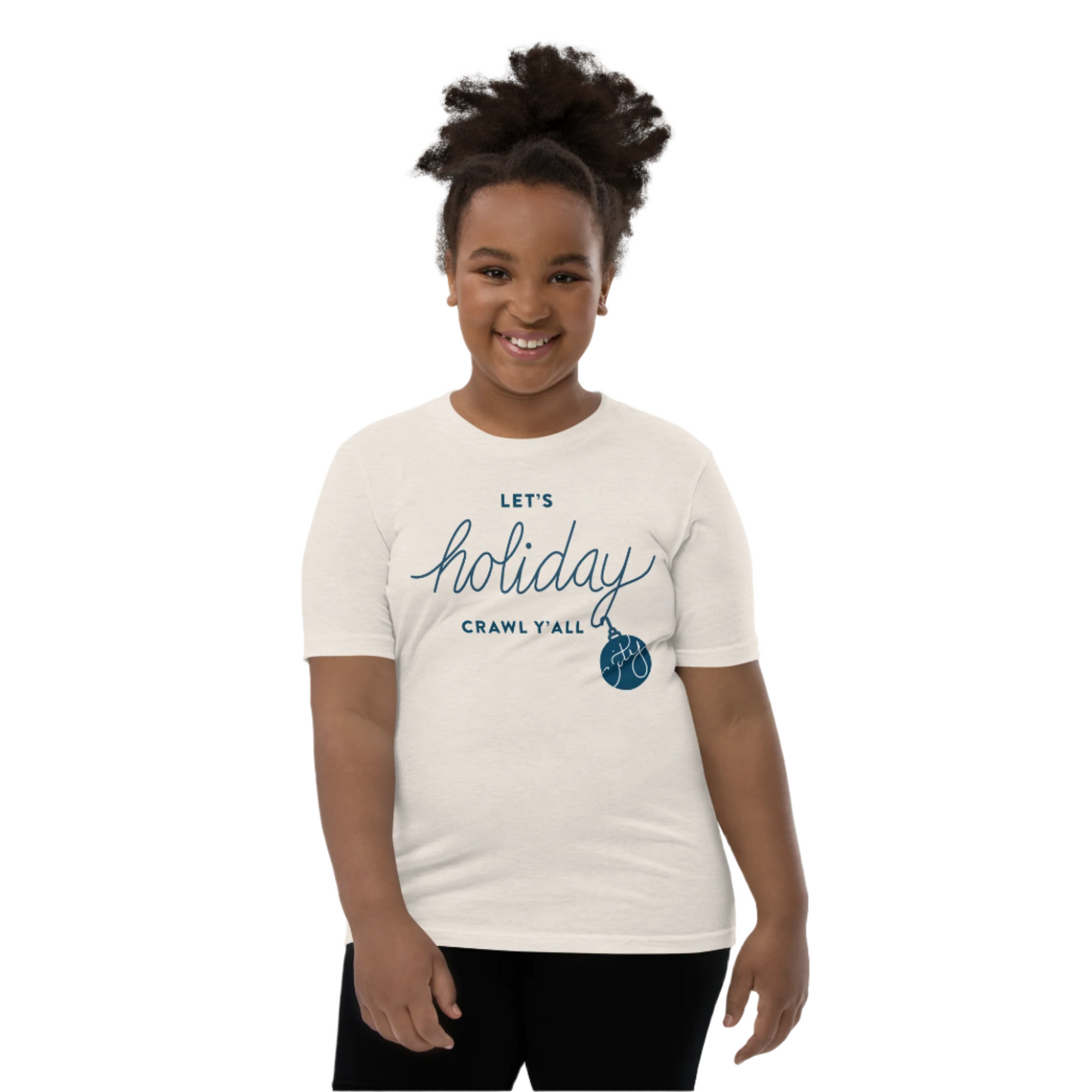 Let's holiday crawl y'all Heather Dust Unisex kids tshirt - girls. City Crawl Adventures.