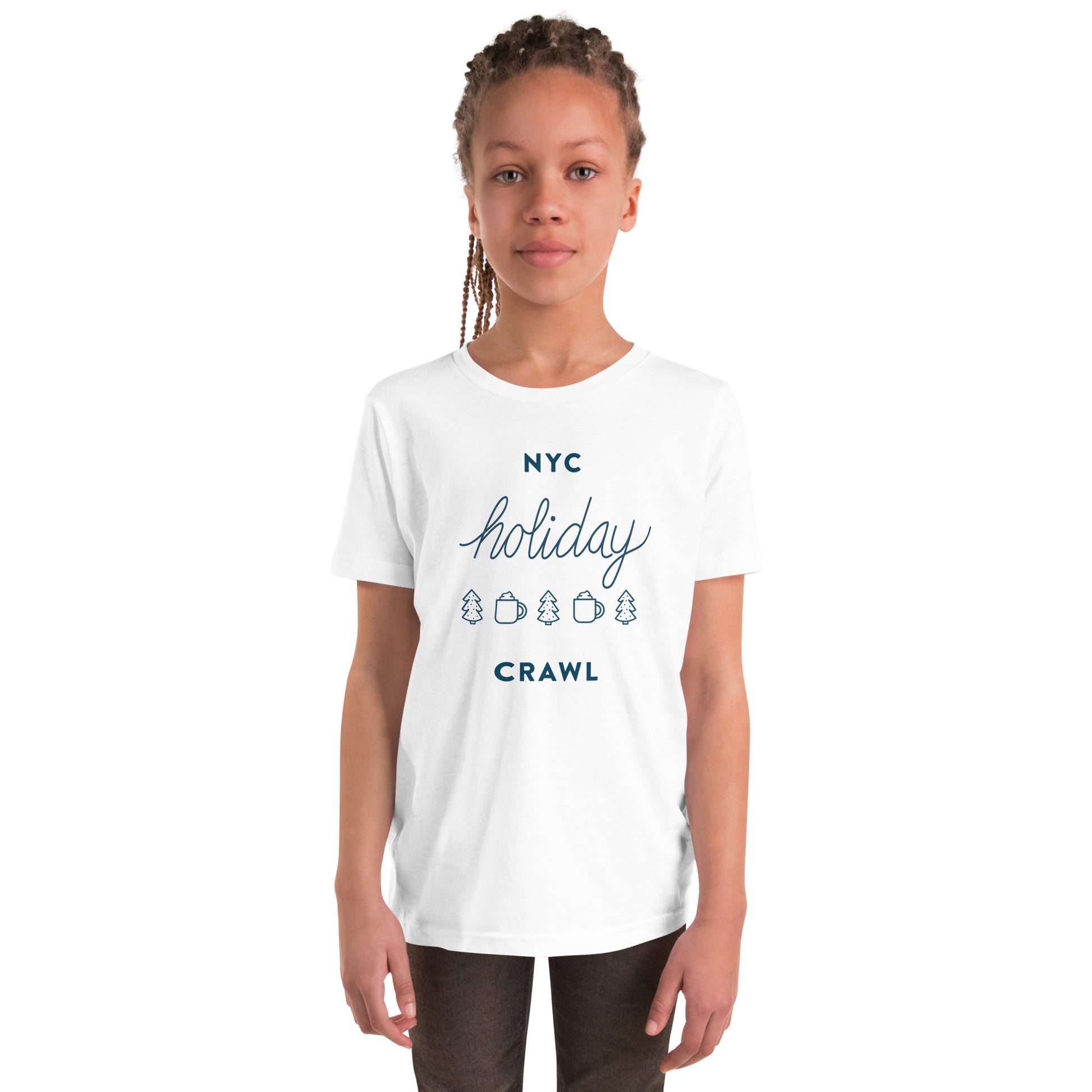 NYC holiday crawl White Unisex kids tshirt - girls. City Crawl Adventures.