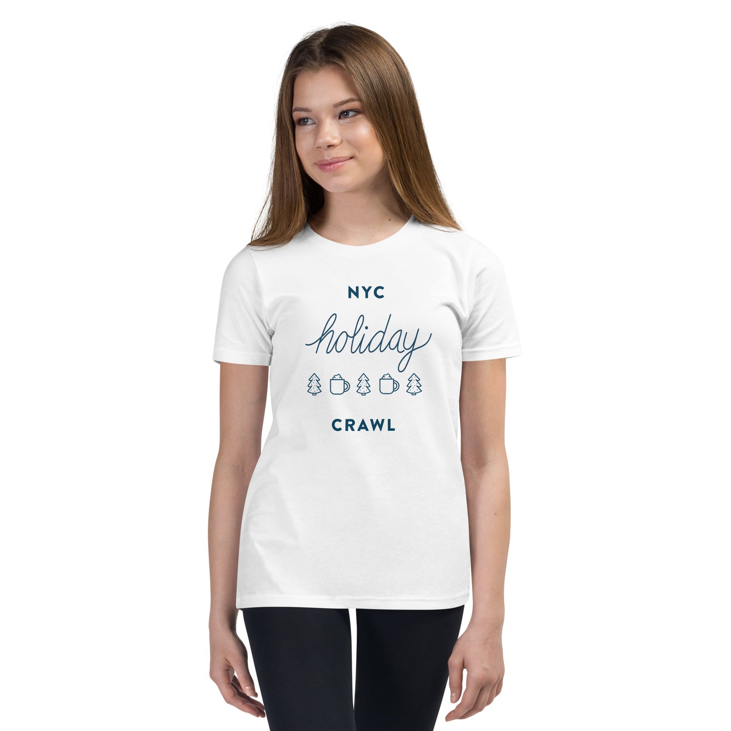 NYC holiday crawl White Unisex kids tshirt - girls. City Crawl Adventures.